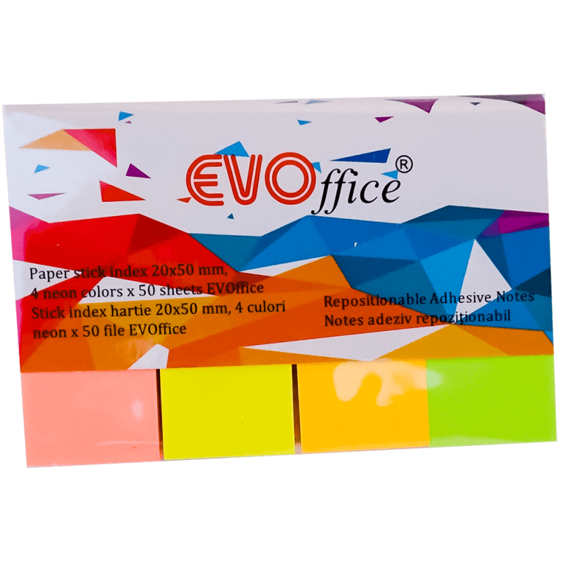 Index adeziv 20x50 mm, 4 culori/set – organizare eficientă